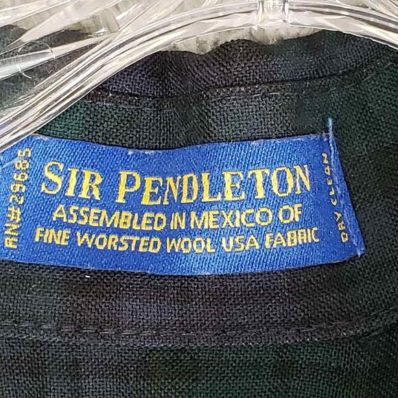 Pendleton Sir Shirt Button Up 100% Wool Plaid Black Watch Tartan Mens XL LS - Picture 7 of 10